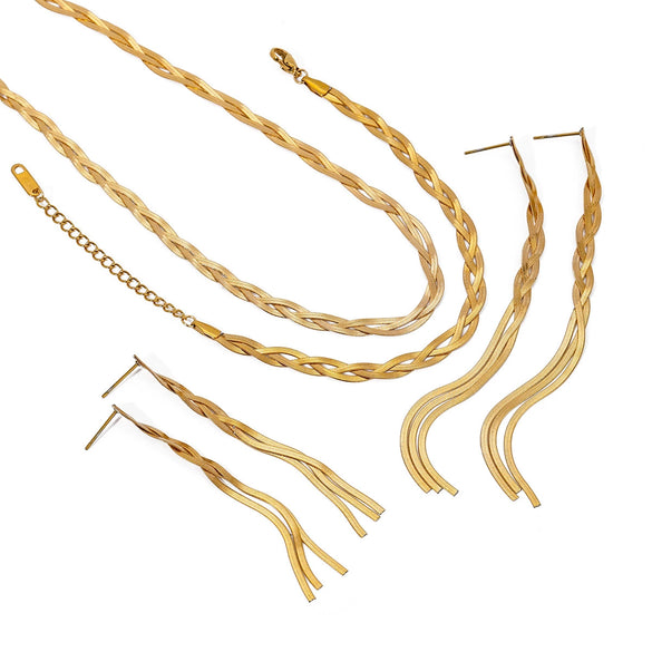 Wholesale Simple Ins Fashion Stainless Steel Braided Snake Bone Chain Jewelry With Electroplating Unisex Geometric Style