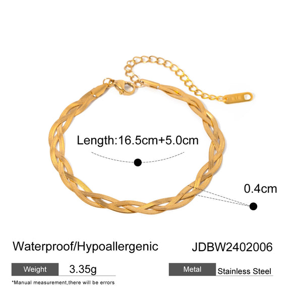 Wholesale Simple Ins Fashion Stainless Steel Braided Snake Bone Chain Jewelry With Electroplating Unisex Geometric Style