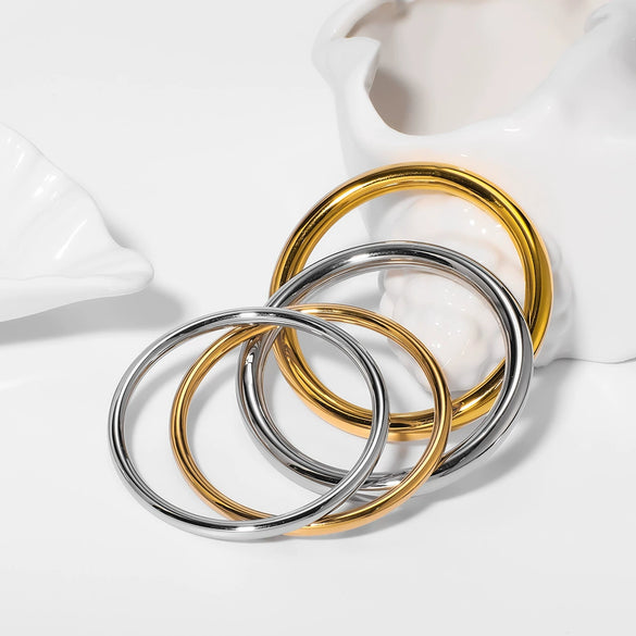 Wholesale Simple Ins Style Hollow Ring Bracelet Stainless Steel 18K Gold Plated Non Fading Jewelry