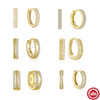 Wholesale Simple Ins Style S925 Sterling Silver Double Row Luxury Diamond Earring With Geometric Pattern And Electroplating For Women
