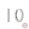 Wholesale Simple Ins Style S925 Sterling Silver Double Row Luxury Diamond Earring With Geometric Pattern And Electroplating For Women