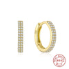 Wholesale Simple Ins Style S925 Sterling Silver Double Row Luxury Diamond Earring With Geometric Pattern And Electroplating For Women