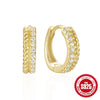 Wholesale Simple Ins Style S925 Sterling Silver Double Row Luxury Diamond Earring With Geometric Pattern And Electroplating For Women