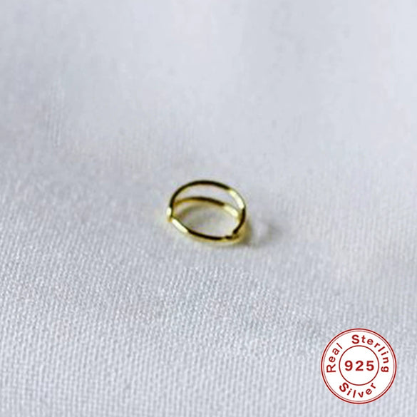 Wholesale Simple Ins Style S925 Sterling Silver Unisex Crown Body Puncture Cartilage Nose Ring With Gold Inlaid And U Shape Design