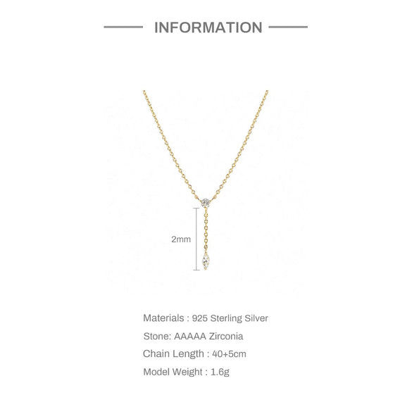 Wholesale Simple Ins Style S925 Sterling Silver Y Shaped Diamond Zircon Tassel Pendant Necklace With Electroplating For Women