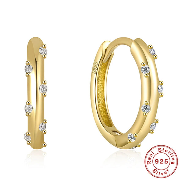 Wholesale Simple Ins Style Sterling Silver Geometric Zircon Earrings With Electroplating For Women