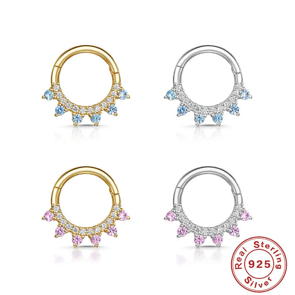 Wholesale Simple Ins Style Sterling Silver 925 Human Body Puncture Cartilage Round Nose Ring Open Ring With Electroplating And Geometric Design