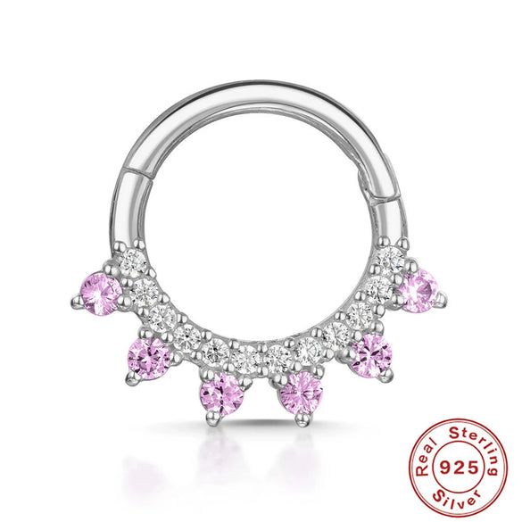 Wholesale Simple Ins Style Sterling Silver 925 Human Body Puncture Cartilage Round Nose Ring Open Ring With Electroplating And Geometric Design