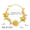Wholesale Simple Irregular Geometric Heart Fivepointed Star Moon Pendant 18K Vacuum Plated Stainless Steel Unisex Bracelet