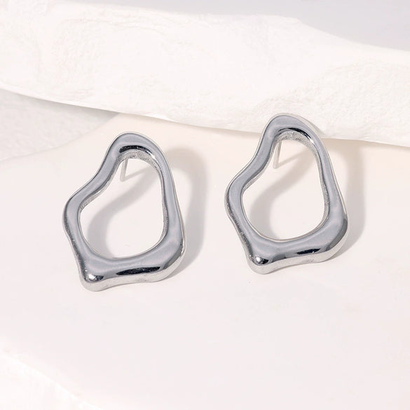 Wholesale Simple Irregular Geometric Heart Rhombus Stainless Steel Titanium Steel Earrings For Women With Electroplating
