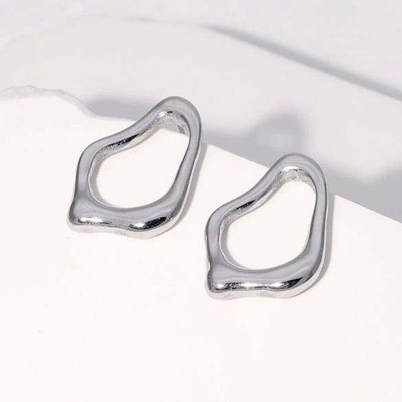 Wholesale Simple Irregular Geometric Heart Rhombus Stainless Steel Titanium Steel Earrings For Women With Electroplating