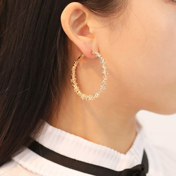 Wholesale Simple Irregular Spiny Circle Alloy Earrings With Electroplating Geometric Design For Women
