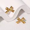 Wholesale Simple 18K Gold Electroplated Stainless Steel Bow Tie Earrings For Women