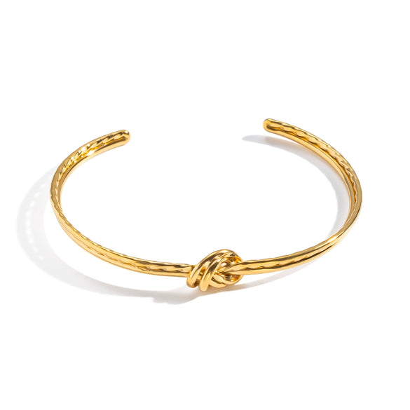 Wholesale Simple Knotted Open Bracelet Stainless Steel 18K Gold Electroplated Retro Bracelet For Women