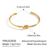 Wholesale Simple Knotted Open Bracelet Stainless Steel 18K Gold Electroplated Retro Bracelet For Women