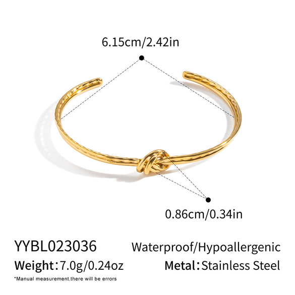Wholesale Simple Knotted Open Bracelet Stainless Steel 18K Gold Electroplated Retro Bracelet For Women