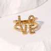 Wholesale Simple Letter And Number Pattern Stainless Steel Goldplated Open Ring For Women