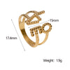 Wholesale Simple Letter And Number Pattern Stainless Steel Goldplated Open Ring For Women
