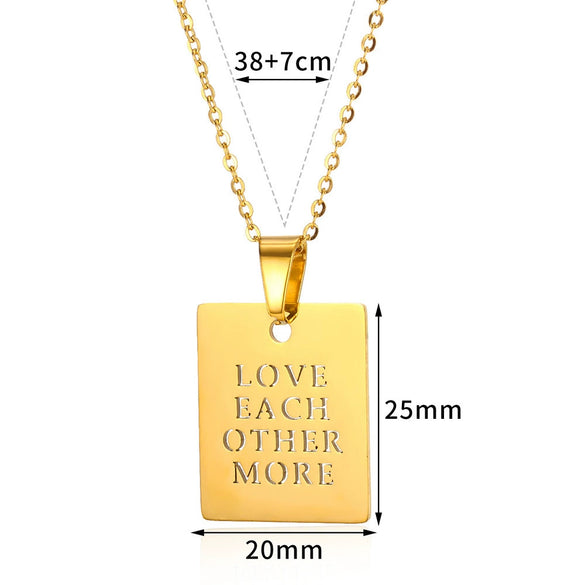 Wholesale Simple Letter Glossy Stainless Steel Necklace With Electroplating Fashionable Retro Love Design
