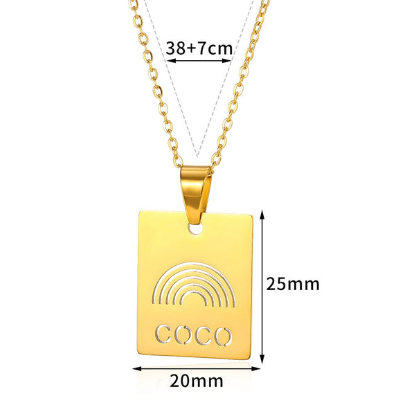 Wholesale Simple Letter Glossy Stainless Steel Necklace With Electroplating Fashionable Retro Love Design