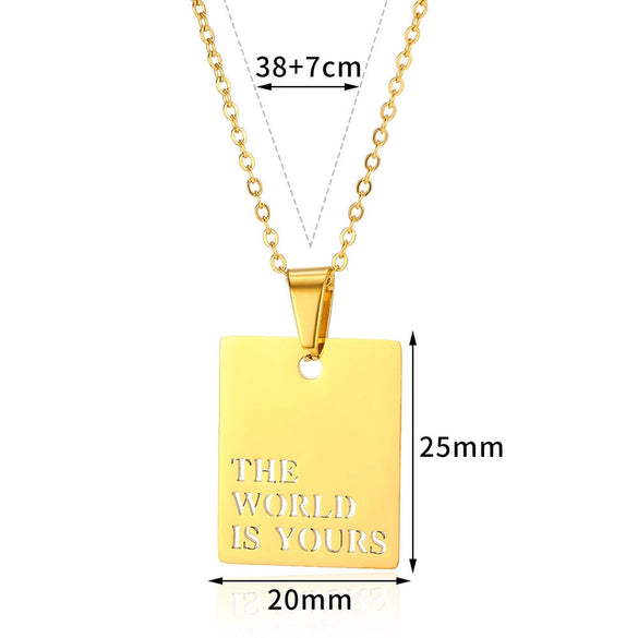 Wholesale Simple Letter Glossy Stainless Steel Necklace With Electroplating Fashionable Retro Love Design