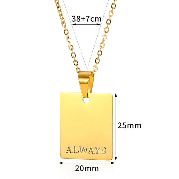 Wholesale Simple Letter Glossy Stainless Steel Necklace With Electroplating Fashionable Retro Love Design