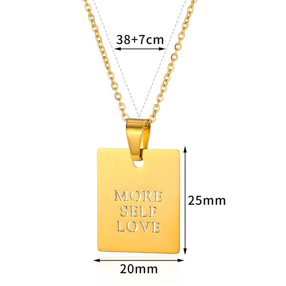 Wholesale Simple Letter Glossy Stainless Steel Necklace With Electroplating Fashionable Retro Love Design