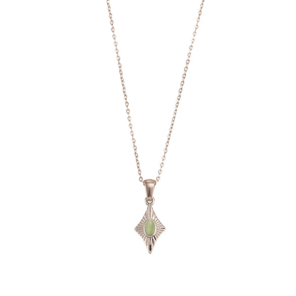 Wholesale Simple Light Luxury Allmatch Sweater Chain Jewelry With Heartshaped Artificial Opal Pendant Necklace Stainless Steel Geometric Pattern Electroplating For Women