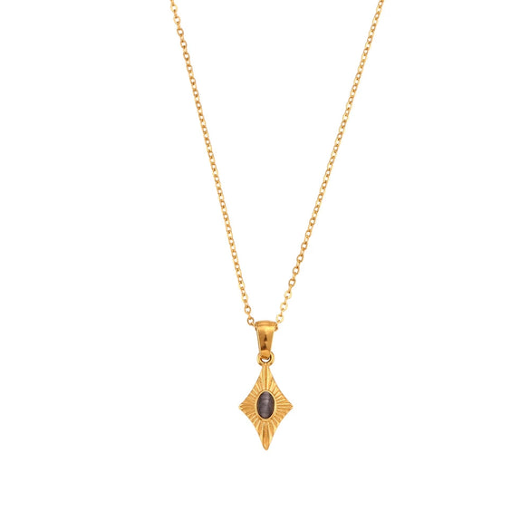 Wholesale Simple Light Luxury Allmatch Sweater Chain Jewelry With Heartshaped Artificial Opal Pendant Necklace Stainless Steel Geometric Pattern Electroplating For Women