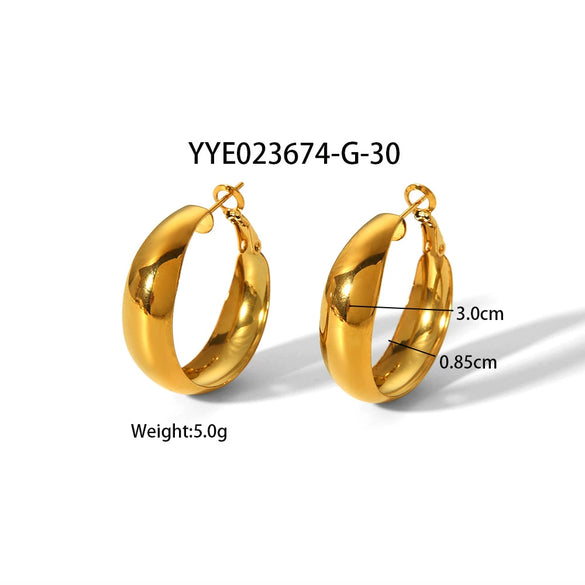 Wholesale Simple Light Luxury Arc Ring Earrings In Stainless Steel With Geometric Design And Pvd Furnace Real Gold Electroplating For Women