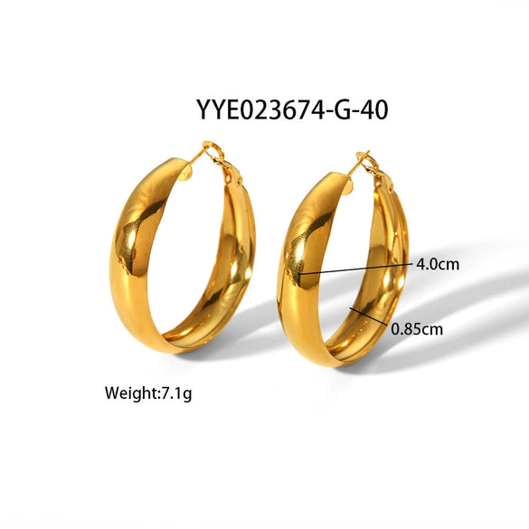 Wholesale Simple Light Luxury Arc Ring Earrings In Stainless Steel With Geometric Design And Pvd Furnace Real Gold Electroplating For Women