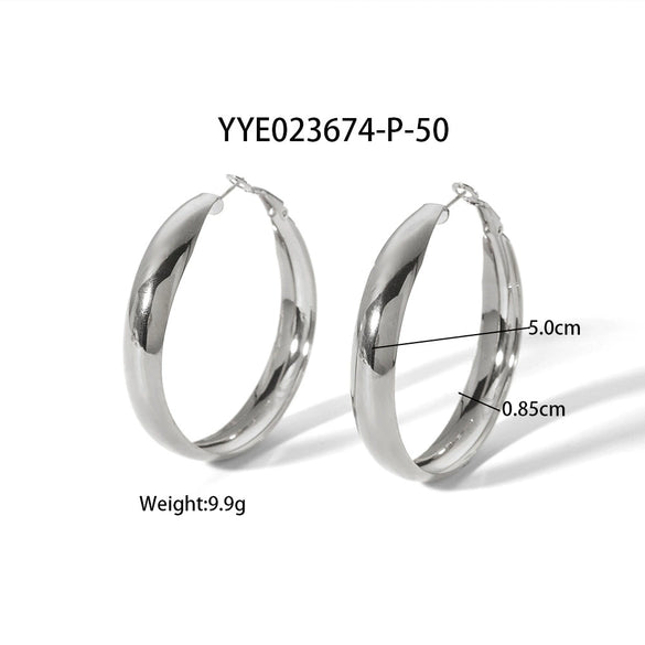 Wholesale Simple Light Luxury Arc Ring Earrings In Stainless Steel With Geometric Design And Pvd Furnace Real Gold Electroplating For Women