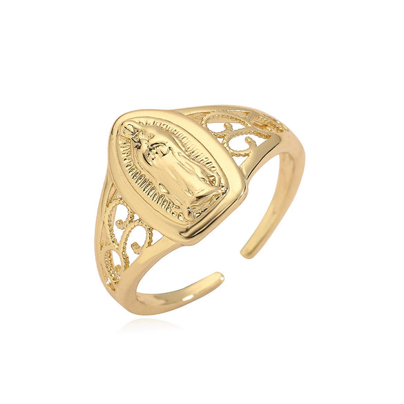 Wholesale Simple Light Luxury Copper Gold Plated Geometric Love Opening Ring For Women