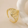 Wholesale Simple Light Luxury Copper Gold Plated Geometric Love Opening Ring For Women