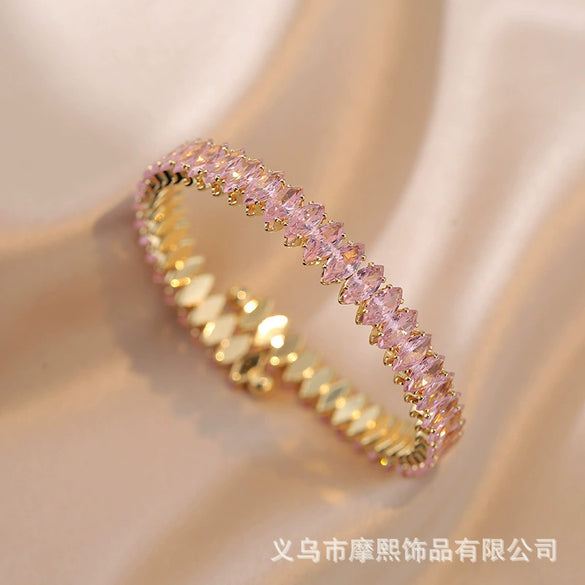 Wholesale Simple Light Luxury Copper Zircon Set Bracelet Jewelry For Female