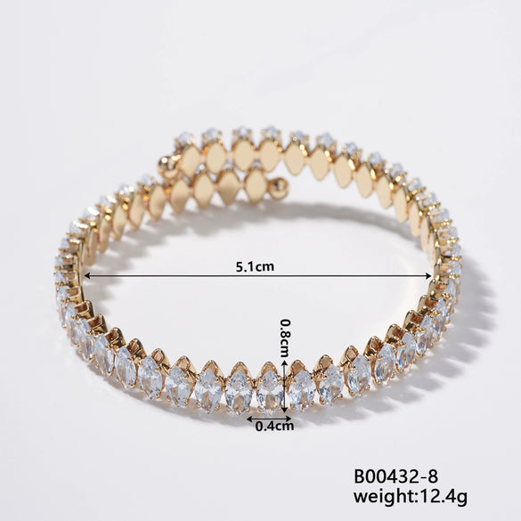Wholesale Simple Light Luxury Copper Zircon Set Bracelet Jewelry For Female
