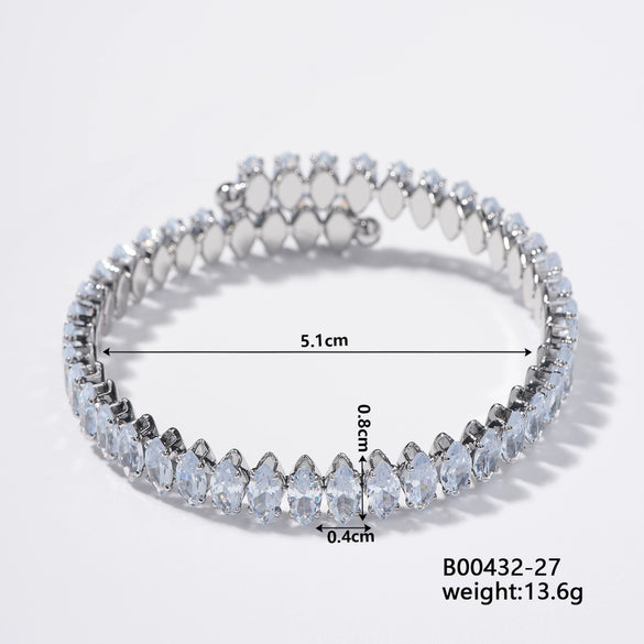 Wholesale Simple Light Luxury Copper Zircon Set Bracelet Jewelry For Female