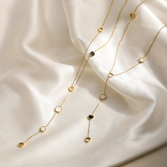 Wholesale Simple Light Luxury Geometric Stainless Steel 18K Gold Plated Love Pendant Necklace For Women