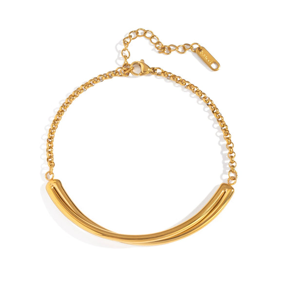 Wholesale Simple Light Luxury Geometric Titanium Steel Bracelet With Pvd Vacuum Real Gold Electroplating For Girls And Women