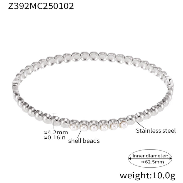 Wholesale Simple Light Luxury Hand Inlaid Stainless Steel Bracelet With Zircon Buckle And Geometric Style Electroplated
