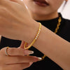 Wholesale Simple Light Luxury Hand Inlaid Stainless Steel Bracelet With Zircon Buckle And Geometric Style Electroplated