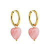 Wholesale Simple Light Luxury Heart Pendant Earrings Copper Electroplated Natural Stone Jewelry