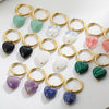 Wholesale Simple Light Luxury Heart Pendant Earrings Copper Electroplated Natural Stone Jewelry