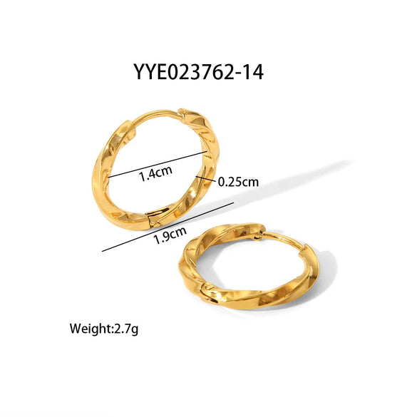 Wholesale Simple Light Luxury Twist Titanium Steel Earrings With Pvd Furnace Real Gold Electroplating