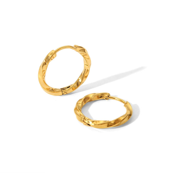 Wholesale Simple Light Luxury Twist Titanium Steel Earrings With Pvd Furnace Real Gold Electroplating