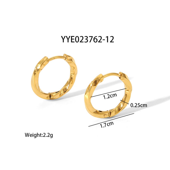 Wholesale Simple Light Luxury Twist Titanium Steel Earrings With Pvd Furnace Real Gold Electroplating