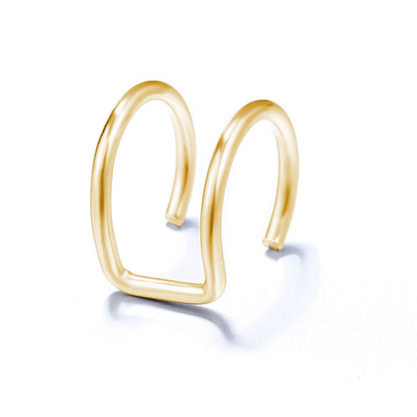 Wholesale Simple Lines Diamond Double C And Double U Shaped Ear Clips For Women And Unisex Made Of Alloy With Rhinestone Design