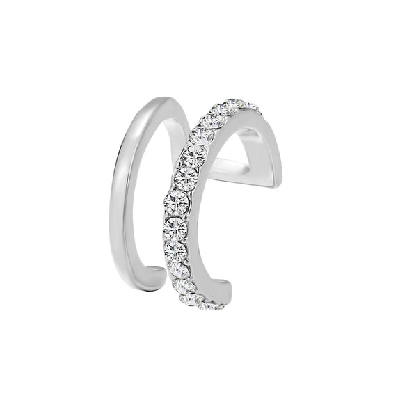 Wholesale Simple Lines Diamond Double C And Double U Shaped Ear Clips For Women And Unisex Made Of Alloy With Rhinestone Design