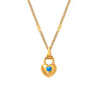 Wholesale Simple Love Lock Pendant Collarbone Stacked Necklace For Women Stainless Steel Blue Turquoise With Geometric Heart Pattern 18K Gold Plated