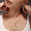 Wholesale Simple Love Lock Pendant Collarbone Stacked Necklace For Women Stainless Steel Blue Turquoise With Geometric Heart Pattern 18K Gold Plated